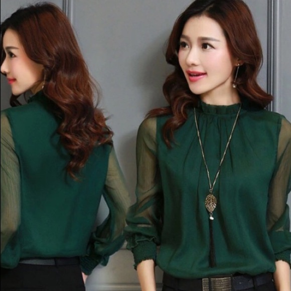 green chiffon shirt